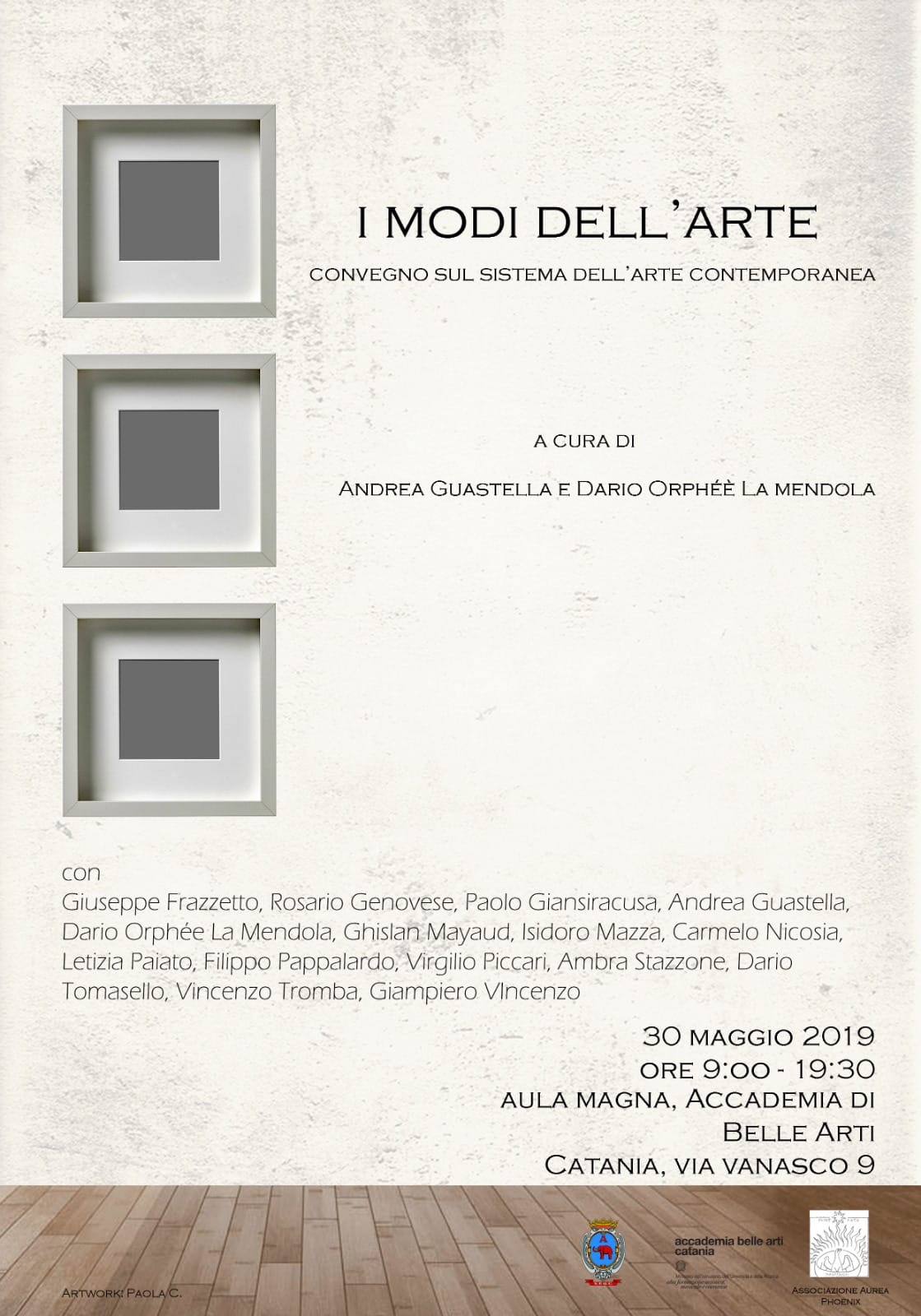 Organizzazione del Convegno di Studi “I modi dell’arte” – Catania, – 30 maggio 2019